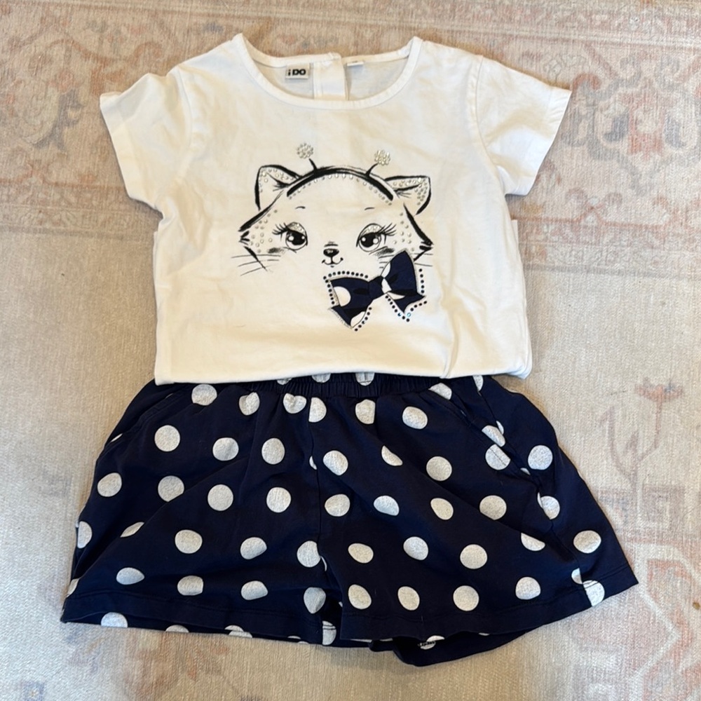 Girls Shorts Set - white and navy